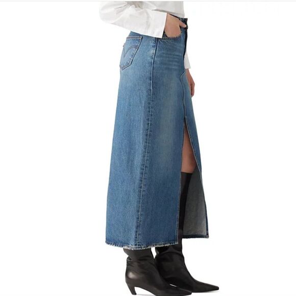 Levi's Big E Premium Denim Ankle Column Skirt NWT size 27 - Picture 3 of 13